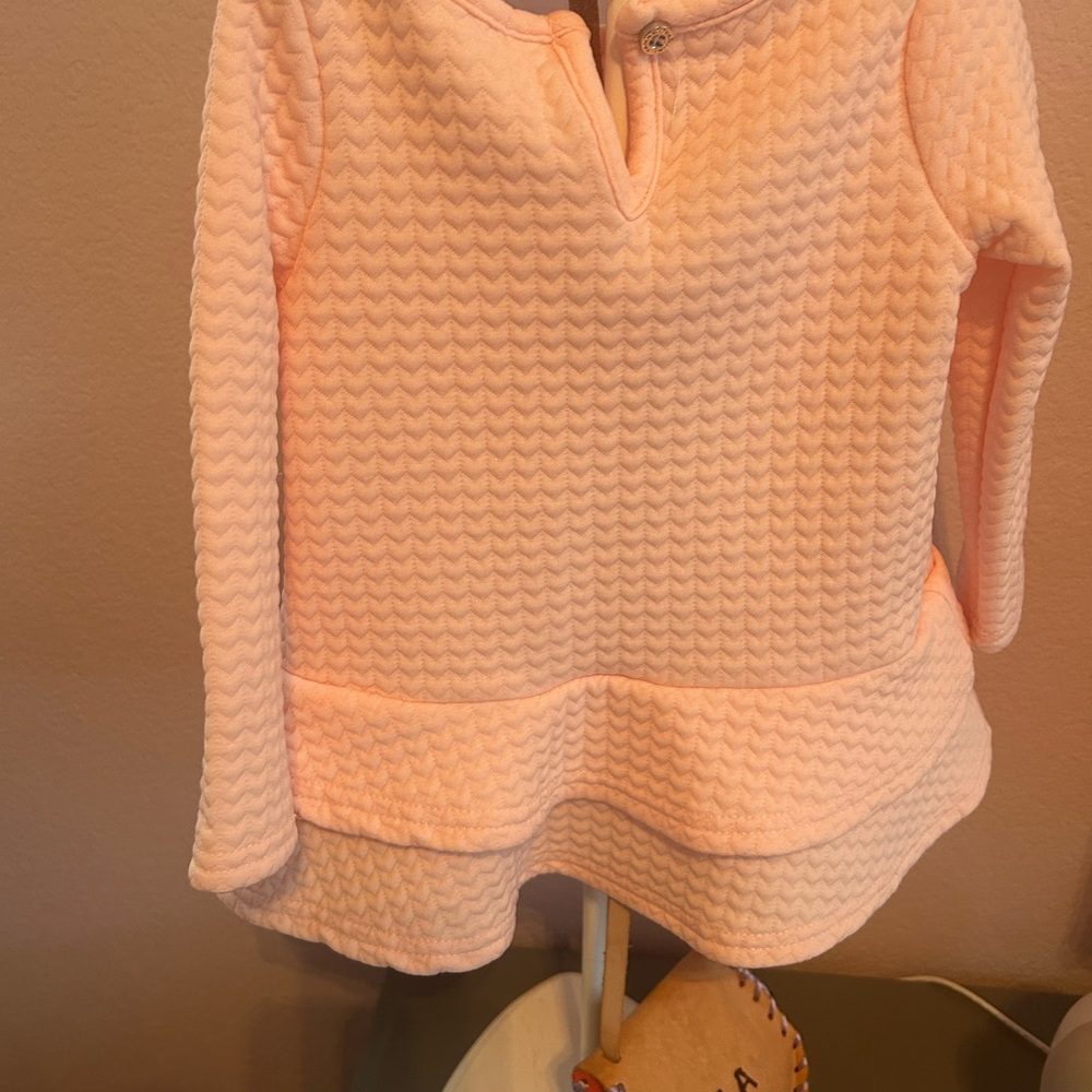 Peach Textured Long Sleeve Top